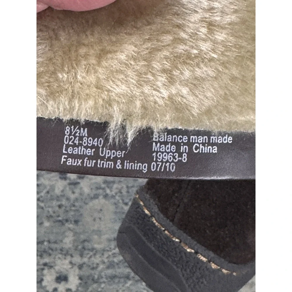 St John's Bay Brown Leather Suede & Faux Fur Boots Buckles Full Zip Size 8.5